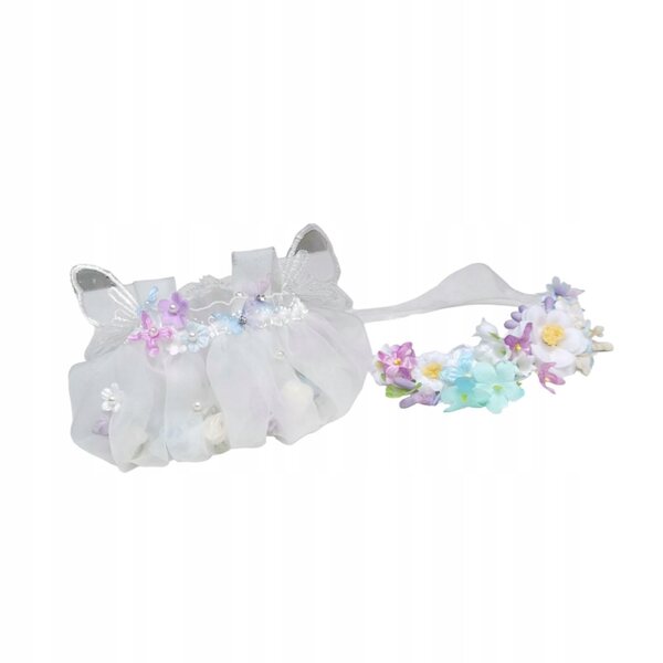 Kleid für eine Feenpuppe mit einem lila Stirnband für 15 cm