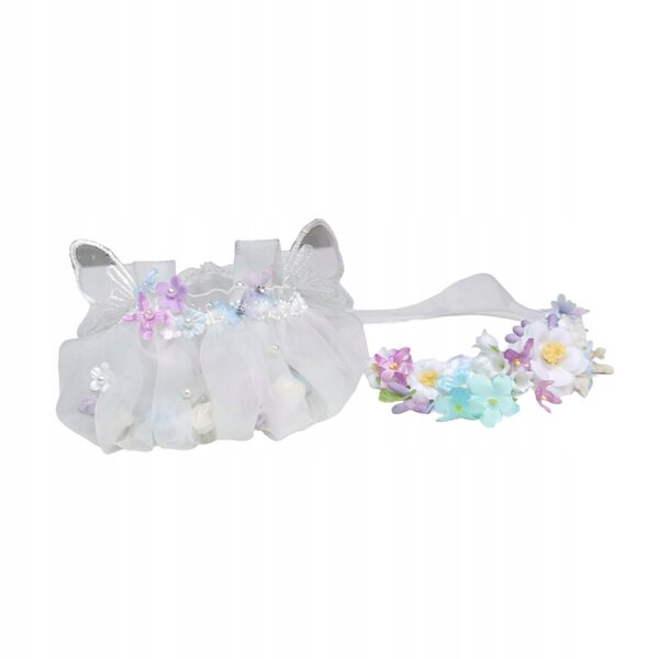 Kleid für eine Feenpuppe mit einem lila Stirnband für 15 cm