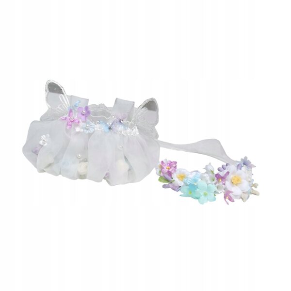 Kleid für eine Feenpuppe mit einem lila Stirnband für 15 cm