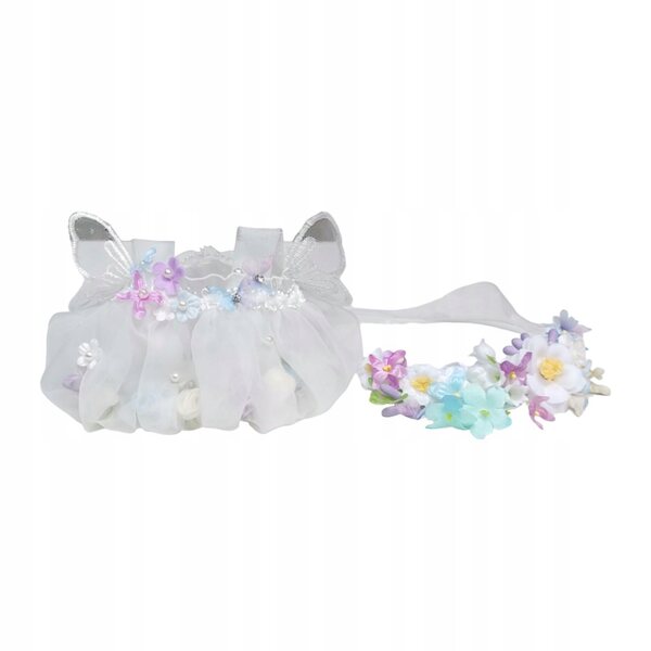 Kleid für eine Feenpuppe mit einem lila Stirnband für 15 cm