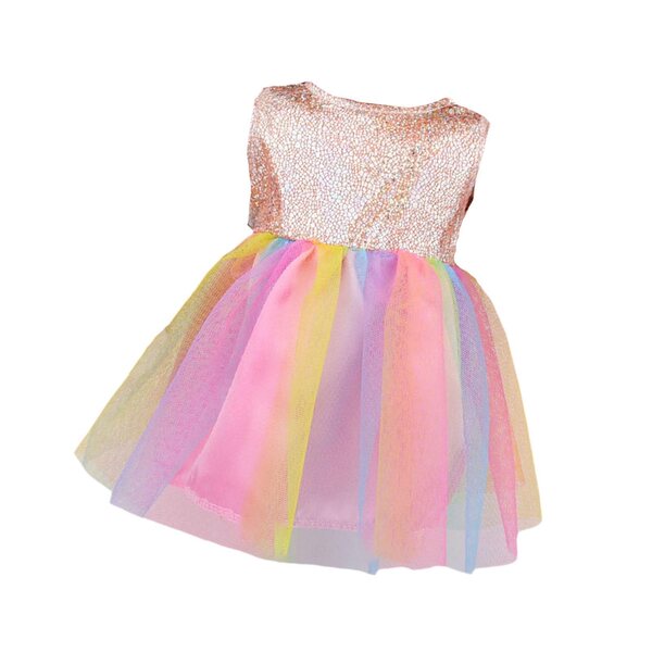 Kleid für 18-Zoll-Puppen, bunte Stoffkleidung für 43-cm-Puppen