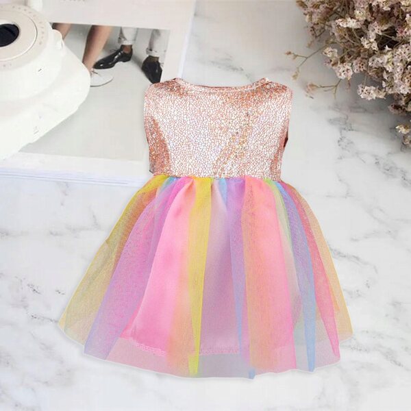 Kleid für 18-Zoll-Puppen, bunte Stoffkleidung für 43-cm-Puppen