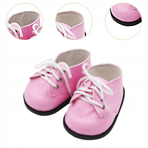 Scarpe in pelle PU rosa per bambole da 38 cm, educate e funzionali