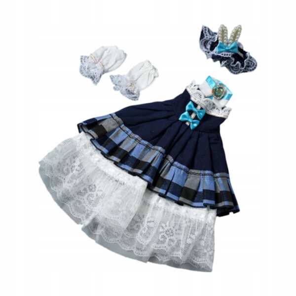 Prinzessinnenkleid für eine 1/6-BJD-Puppe: blaues Outfit, Anziehset