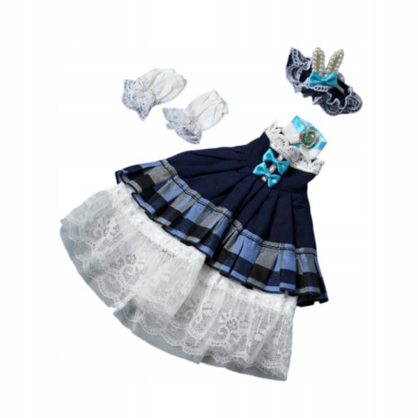 Prinzessinnenkleid für eine 1/6-BJD-Puppe: blaues Outfit, Anziehset