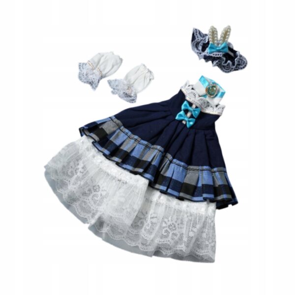 Prinzessinnenkleid für eine 1/6-BJD-Puppe: blaues Outfit, Anziehset