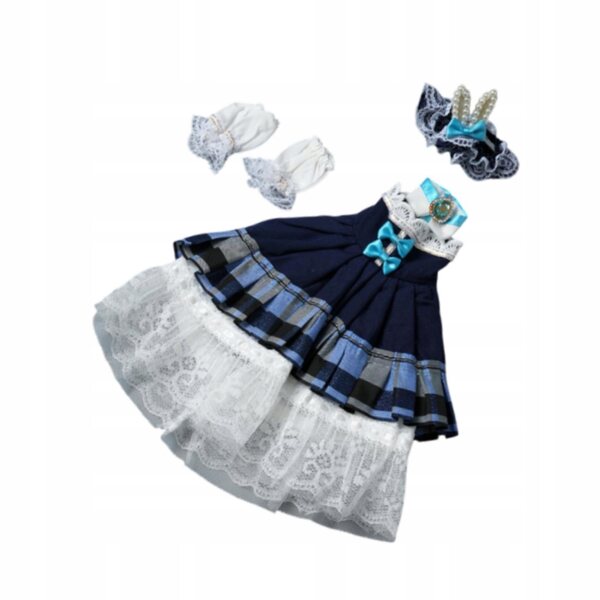 Prinzessinnenkleid für eine 1/6-BJD-Puppe: blaues Outfit, Anziehset