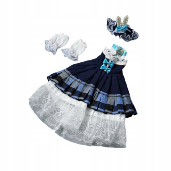 Prinzessinnenkleid für eine 1/6-BJD-Puppe: blaues Outfit, Anziehset