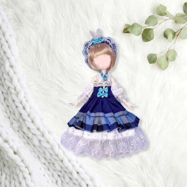 Prinzessinnenkleid für eine 1/6-BJD-Puppe: blaues Outfit, Anziehset