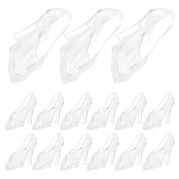 Set 30 paia mini scarpe trasparenti per bambole in plastica resistente