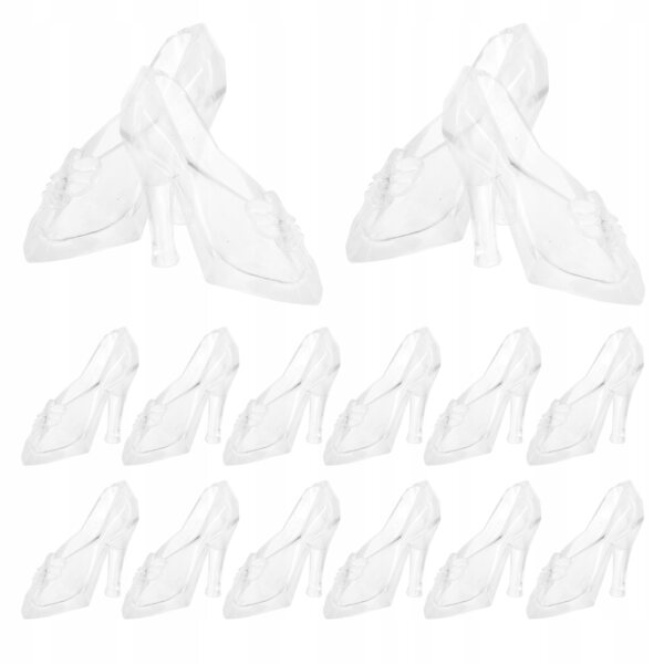 Set 30 paia mini scarpe trasparenti per bambole in plastica resistente