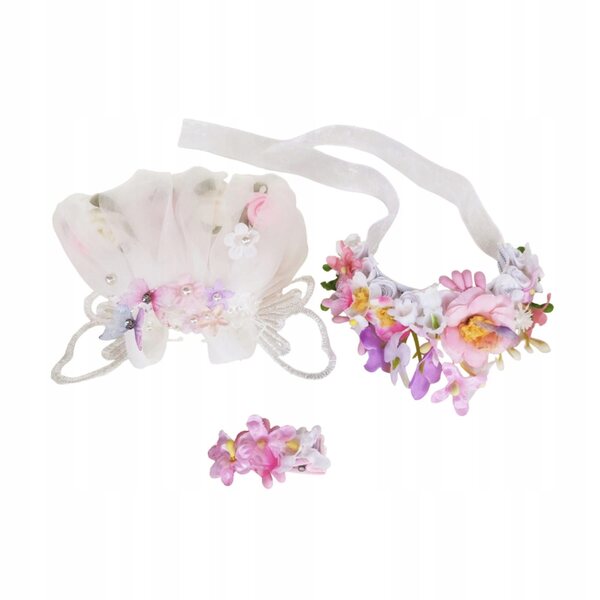 3x Kleidung für Puppen 15-17 cm mit Band und rosa Blumenclip
