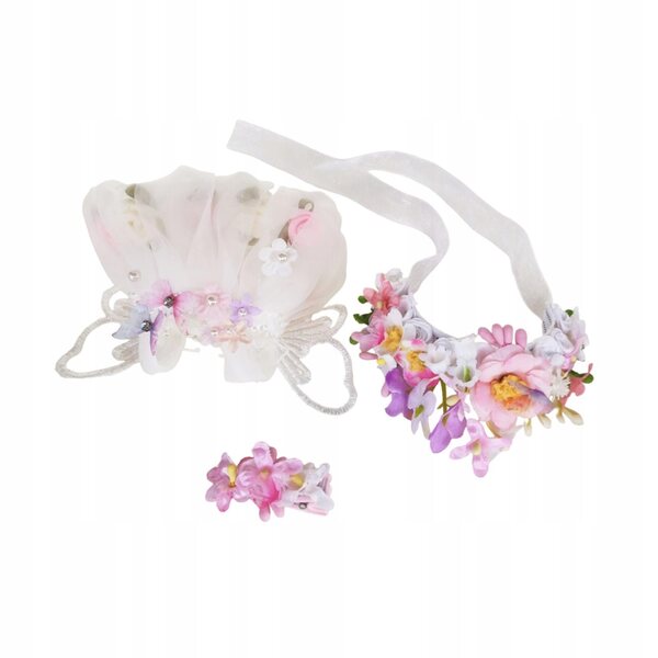 3x Kleidung für Puppen 15-17 cm mit Band und rosa Blumenclip