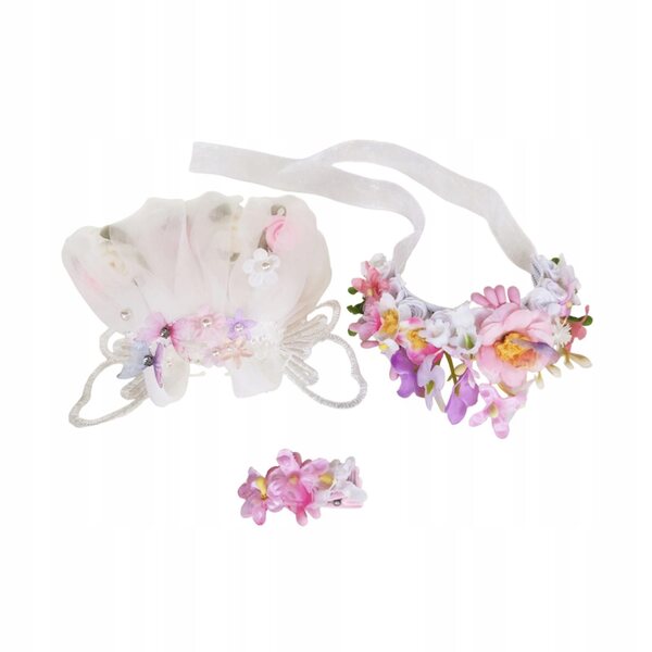 3x Kleidung für Puppen 15-17 cm mit Band und rosa Blumenclip