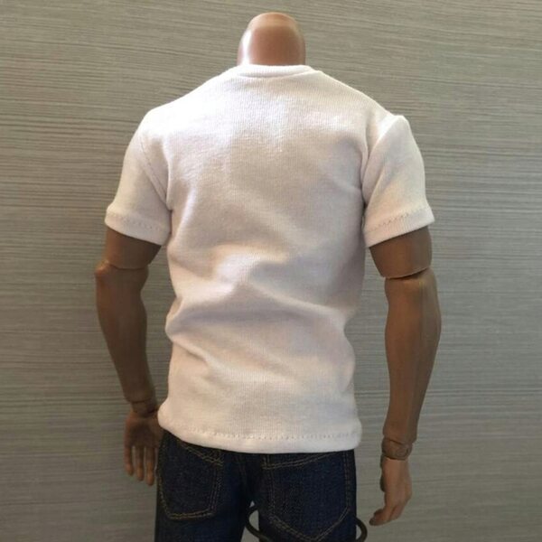 T-shirt bianca 1/6 per figure maschili da 12 pollici, cotone, manica corta