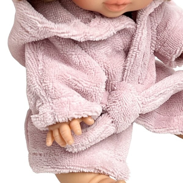 Rosa Bademantel für Miniland 38 cm und Paola Reina 34 cm Puppen aus Bambusstoff