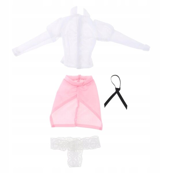 Puppenkleidung im Maßstab 1:6, Langarmshirt und rosa Wickelrock