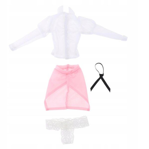 Puppenkleidung im Maßstab 1:6, Langarmshirt und rosa Wickelrock