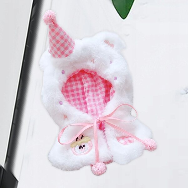 Rosa Plüschkleidung für 15 cm große Puppen, bequemes Puppenzubehör
