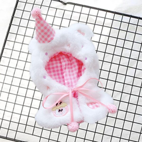 Rosa Plüschkleidung für 15 cm große Puppen, bequemes Puppenzubehör