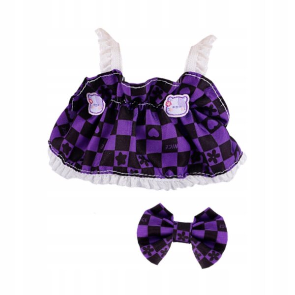 Mehrfarbiges Stoffkleid für 17 cm große Puppen mit Schleife, für Kinder ab 3 Jahren