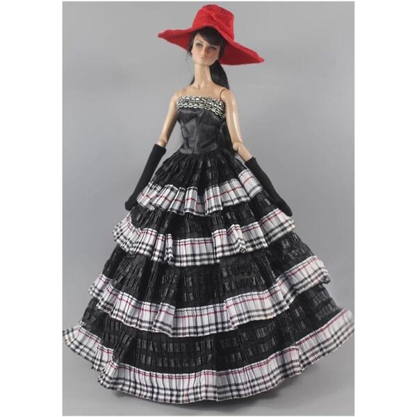 Schwarzes Prinzessinnenkleid für 30cm SD BJD 1/6 Puppe - Elegantes Abendkleid
