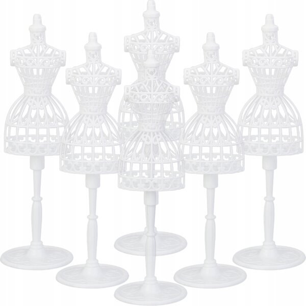 Set 6 Mini Manichini Bianchi in Plastica per Bambini e Decorazioni