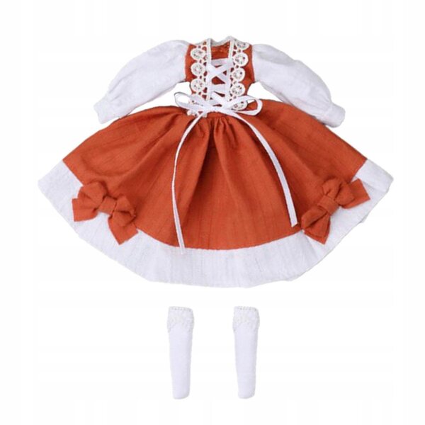 Kleidungsset für 1:6-BJD-Puppen mit orangefarbener Bluse und Accessoires
