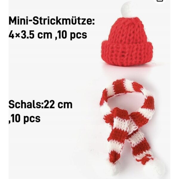 Set 20 Mini Cappelli e Sciarpe Natalizie per Bottiglie e Decorazioni Festive