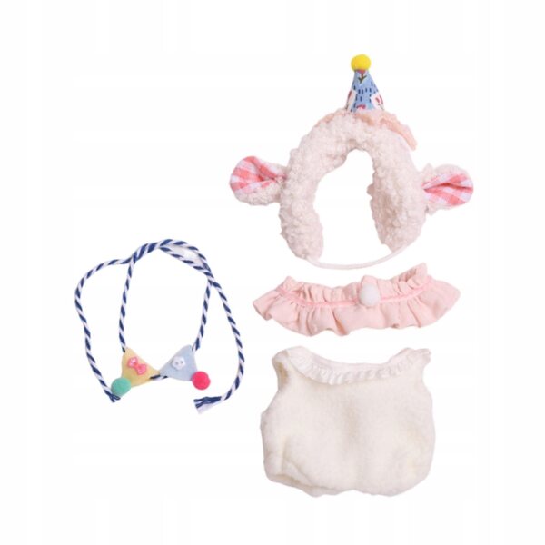 Costume in peluche per bambole da 15 cm con cappuccio e accessori per bambini