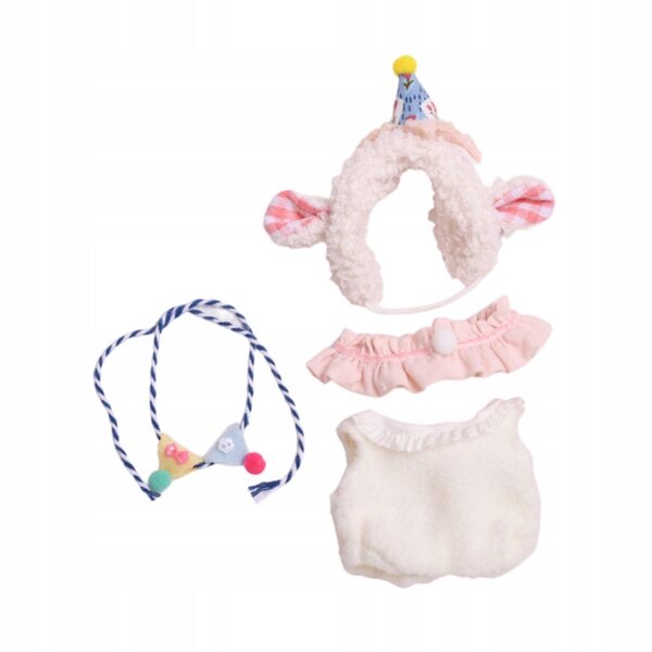 Costume in peluche per bambole da 15 cm con cappuccio e accessori per bambini