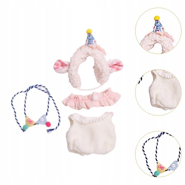 Costume in peluche per bambole da 15 cm con cappuccio e accessori per bambini
