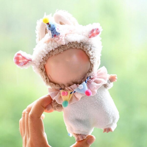 Costume in peluche per bambole da 15 cm con cappuccio e accessori per bambini