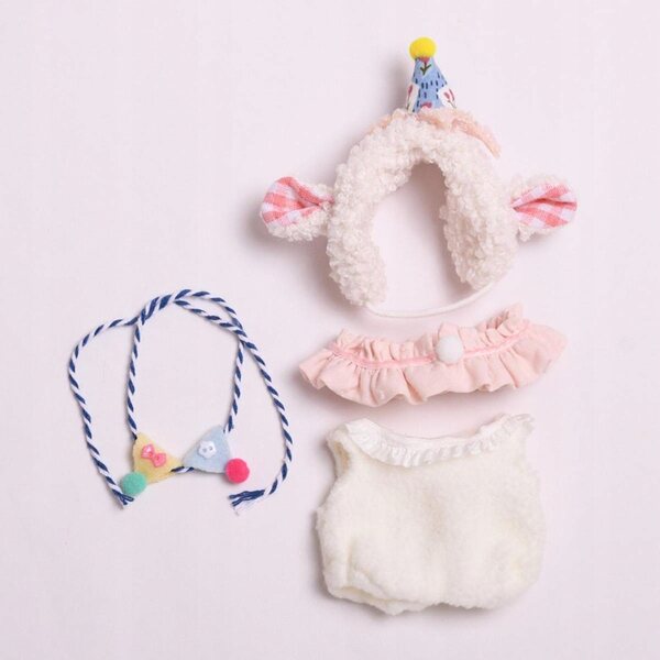 Costume in peluche per bambole da 15 cm con cappuccio e accessori per bambini