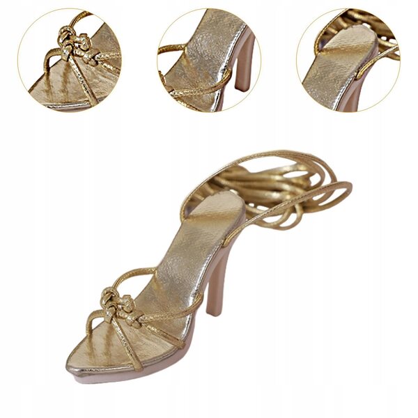 Realistische und modische 1/4 Gold-Absatzschuhe für weibliche Puppen
