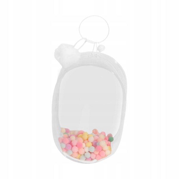 Etui trasparente antivento per bambole 15-18 cm con organizer bianco e portachiavi