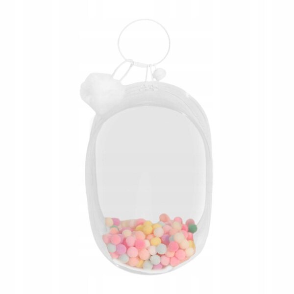 Etui trasparente antivento per bambole 15-18 cm con organizer bianco e portachiavi