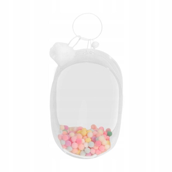 Etui trasparente antivento per bambole 15-18 cm con organizer bianco e portachiavi