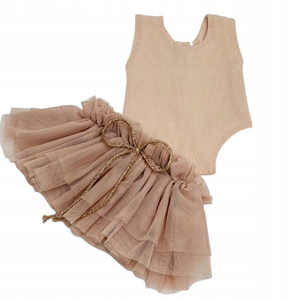 Set Balletto per Bambola Miniland 38 cm con Body Nude e Gonnellina Latte