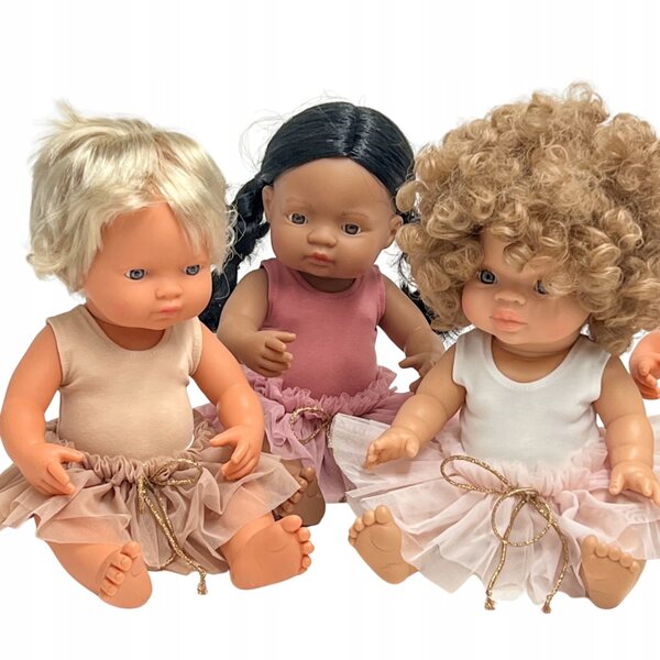 Set Balletto per Bambola Miniland 38 cm con Body Nude e Gonnellina Latte