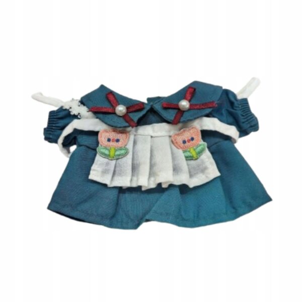 Kleid für Kellnerin-Puppe, 15 cm, Kleid mit weicher und lustiger grüner Schürze