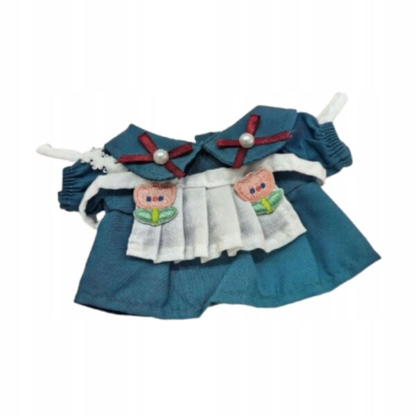 Kleid für Kellnerin-Puppe, 15 cm, Kleid mit weicher und lustiger grüner Schürze