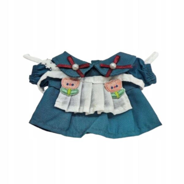 Kleid für Kellnerin-Puppe, 15 cm, Kleid mit weicher und lustiger grüner Schürze