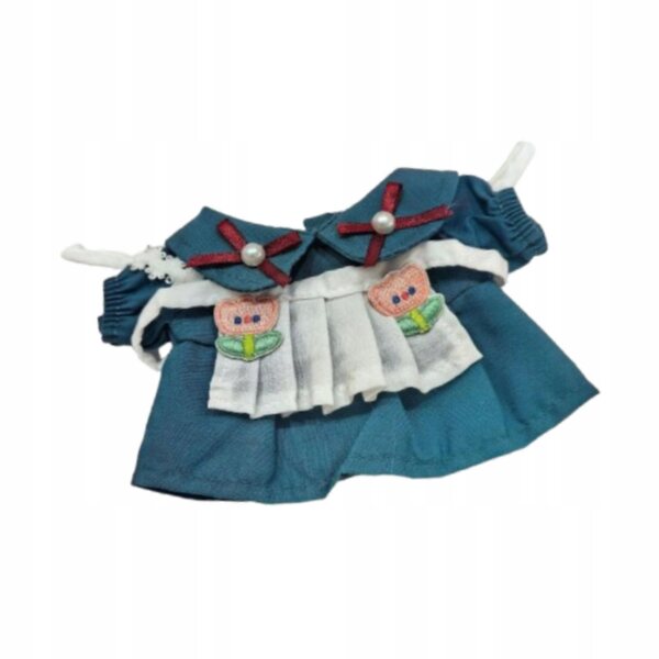 Kleid für Kellnerin-Puppe, 15 cm, Kleid mit weicher und lustiger grüner Schürze
