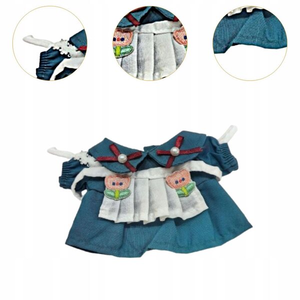 Kleid für Kellnerin-Puppe, 15 cm, Kleid mit weicher und lustiger grüner Schürze