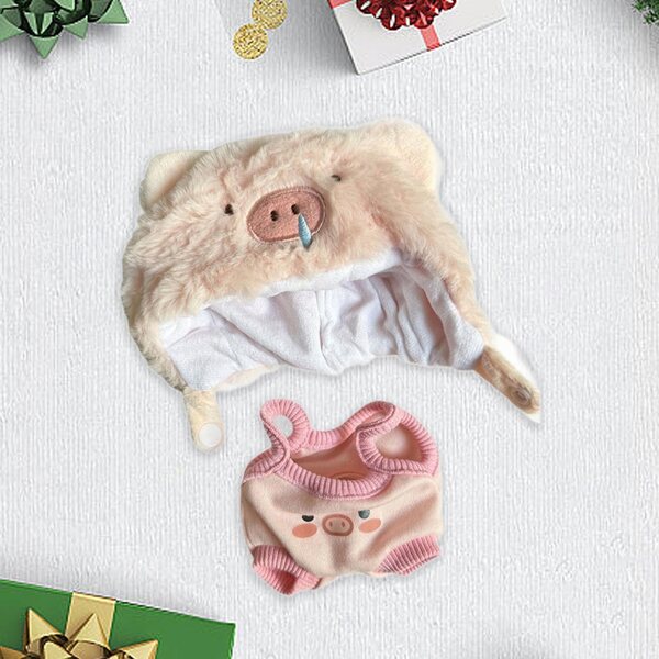 20cm Puppenkleidung – modisches Outfit mit Hut und Hosenträgern, weicher Stoff
