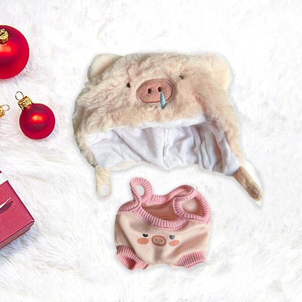 20cm Puppenkleidung – modisches Outfit mit Hut und Hosenträgern, weicher Stoff