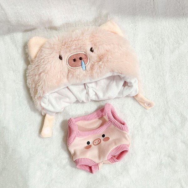 20cm Puppenkleidung – modisches Outfit mit Hut und Hosenträgern, weicher Stoff