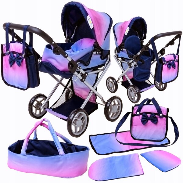 3-in-1-Kinderwagen für Doris-Puppen mit Gondel, Kinderwagen, Tasche und Klappbett