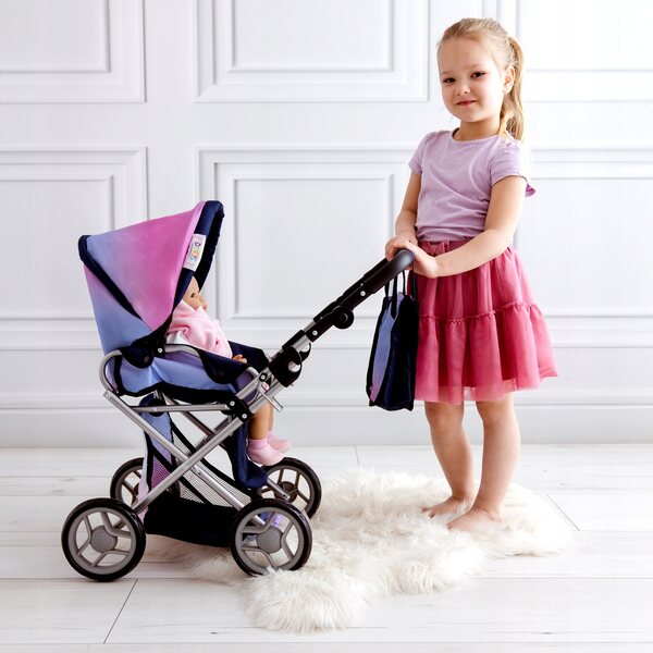 3-in-1-Kinderwagen für Doris-Puppen mit Gondel, Kinderwagen, Tasche und Klappbett